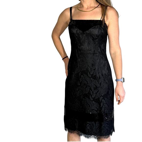 Vintage black sequin lace dress XS - Picture 6 of 16